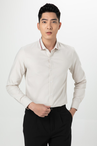 Áo sơ mi phối line cổ