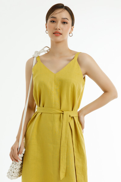 Đầm Linen phối đai