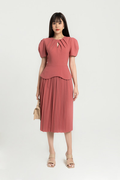 Đầm peplum dập ly