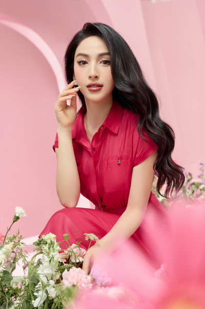 Đầm tencel dáng xòe phối đai