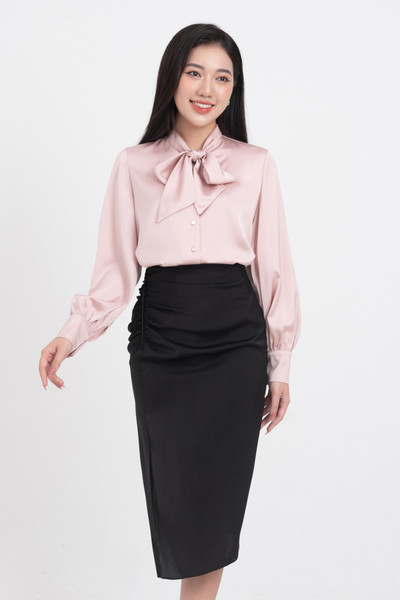 Áo Sơ Mi Lụa Thắt Nơ