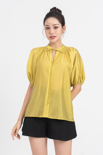 Áo Tencel cổ V phối dây